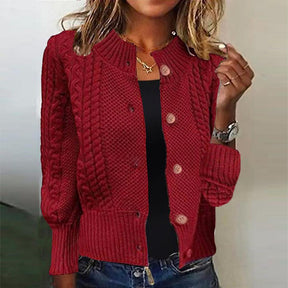 HerbstTrend® - Auffälliger roter einfarbiger Pullover mit langen Ärmeln