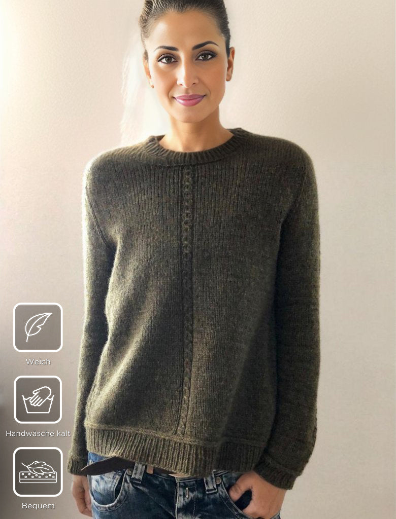 Naturlux® - Einfacher langärmeliger Pullover mit Rundhalsausschnitt