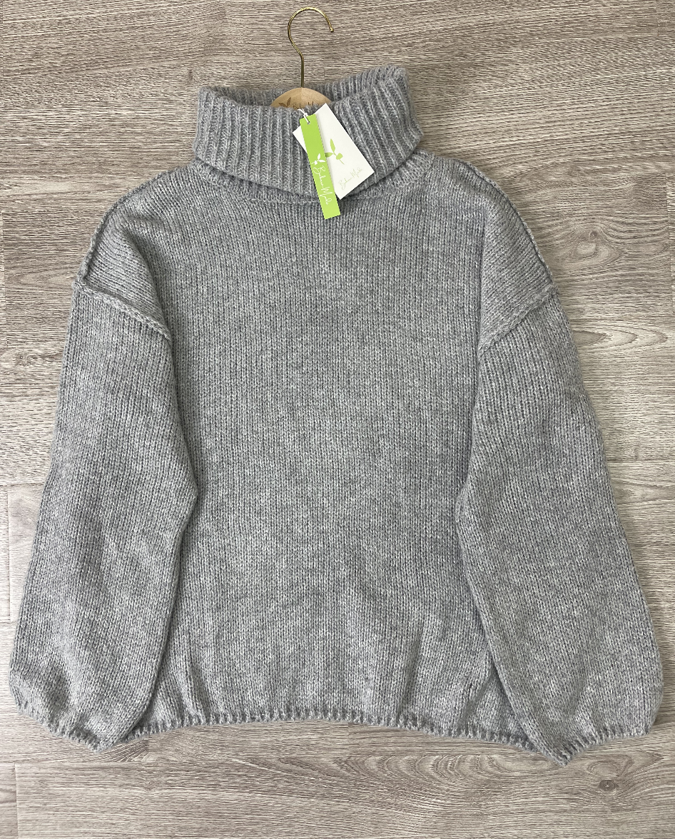 FallStil® - Baggy Plain Pullover mit hohem Halsausschnitt