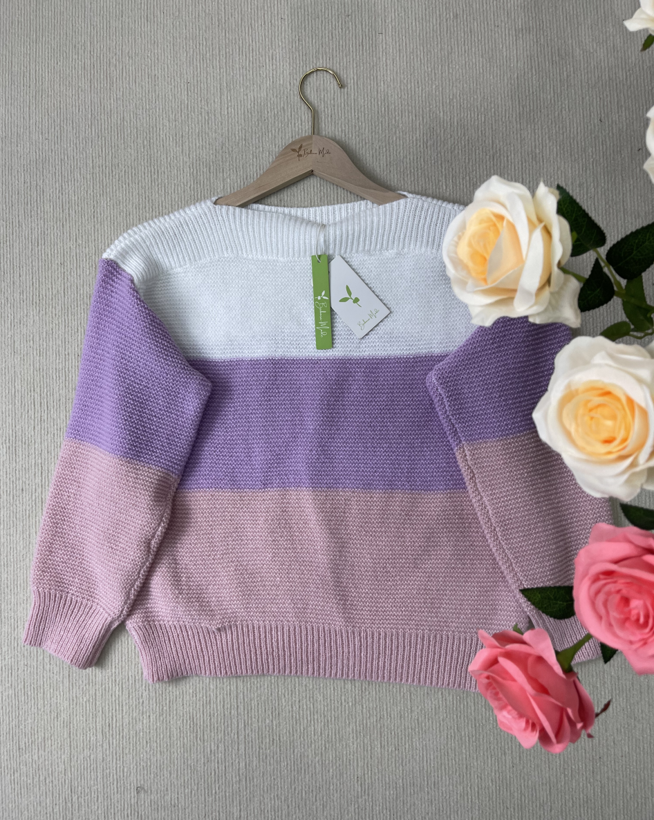 HerbstTrend® - Lila Color Block Langarmpullover