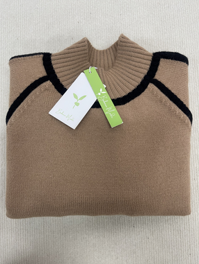 StrickSinn® - Kaffee Pullover mit hohem Halsausschnitt