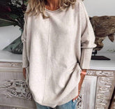 HerbstTrend® - Aprikosenfarbener Pullover mit Rundhalsausschnitt