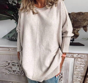 HerbstTrend® - Aprikosenfarbener Pullover mit Rundhalsausschnitt