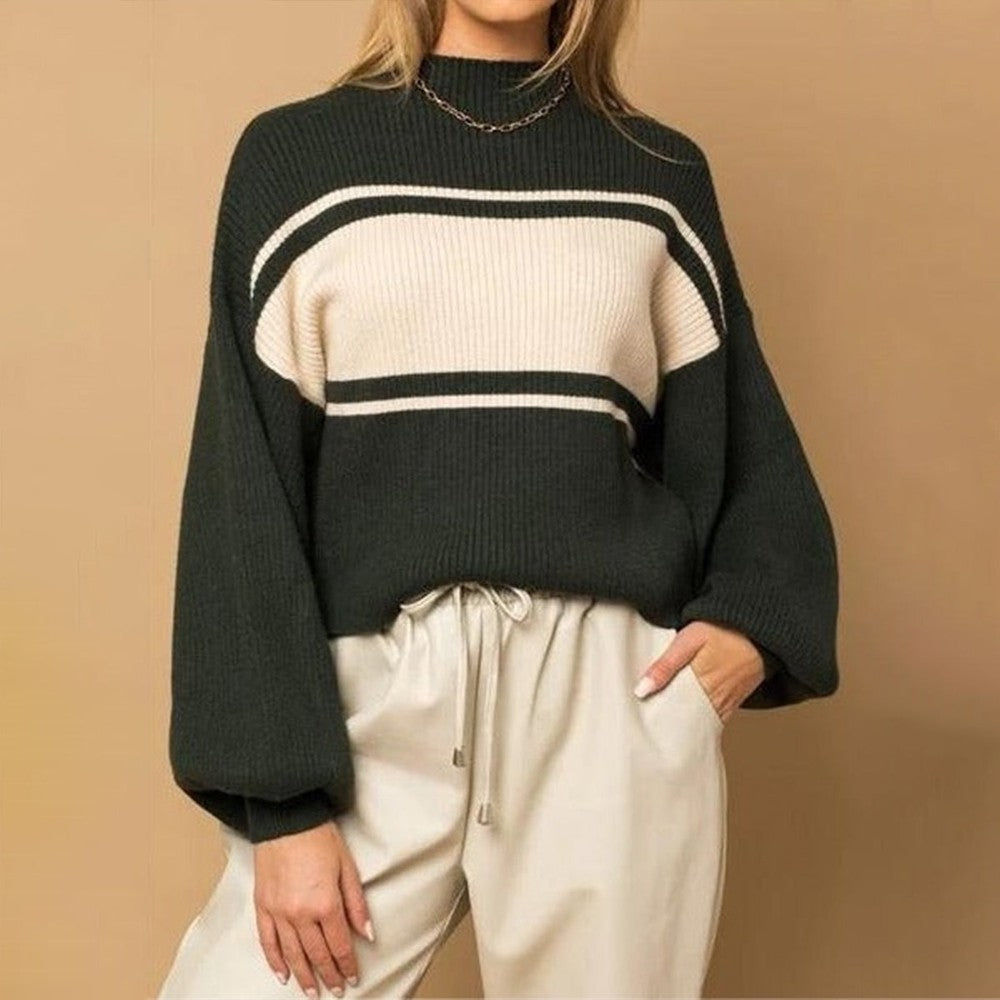 NaturLux® - Kuscheliger Color Block Mock Neck Pullover