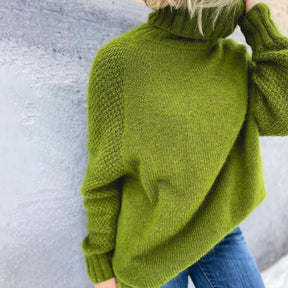 HerbstTrend® - Grasgrüner übergroßer Rollkragenpullover aus Strick