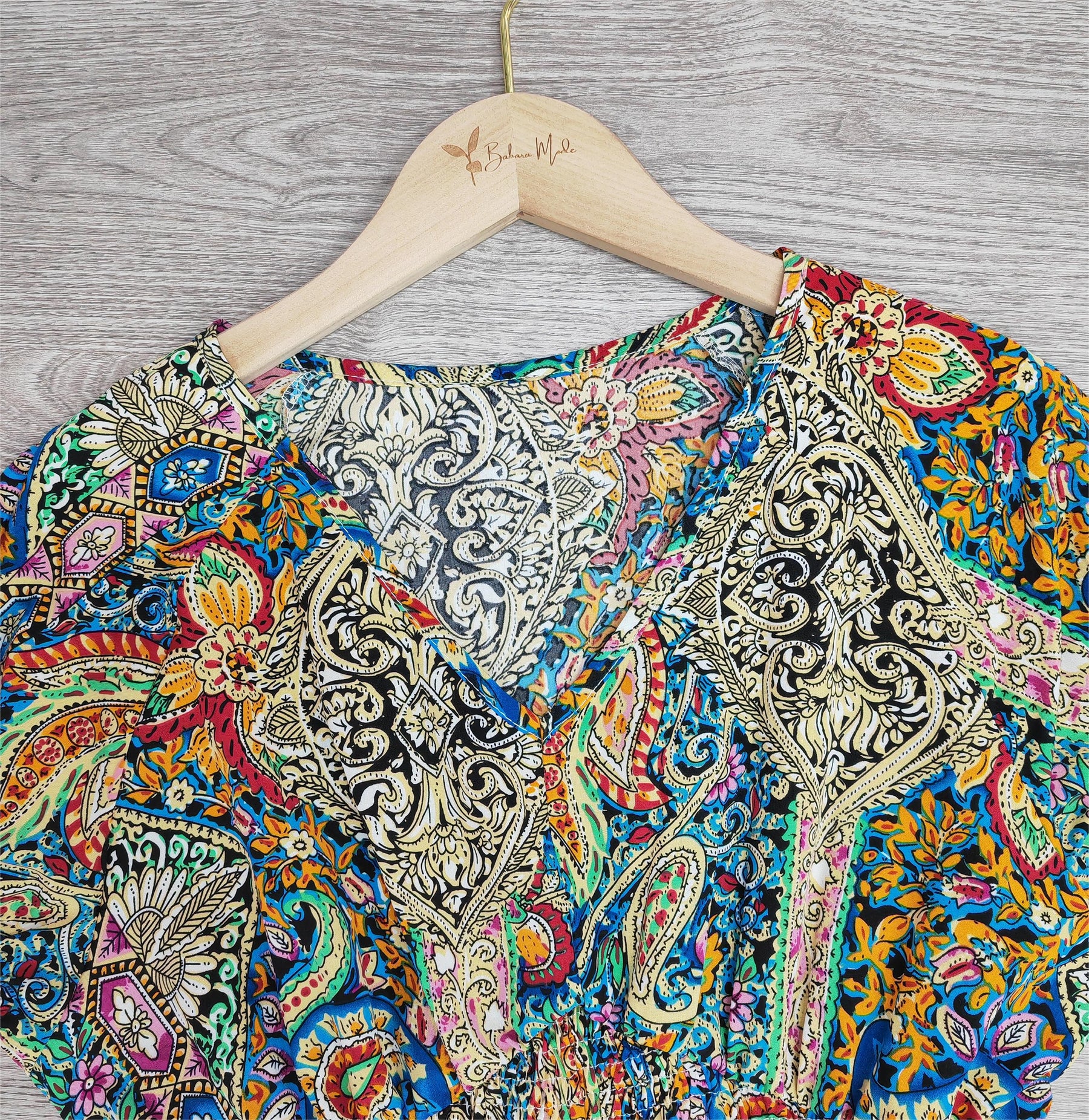 FallStil® - Buntes Paisley geraffte Taille Langes Sommerkleid