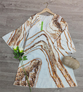 FallStil® - Beach Nights Gold Marble Print Minikleid