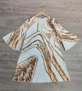 FallStil® - Beach Nights Gold Marble Print Minikleid