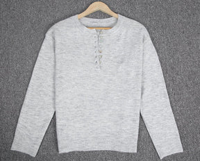 FallStil® - Grey Days Klassischer Pullover mit Knopfleiste