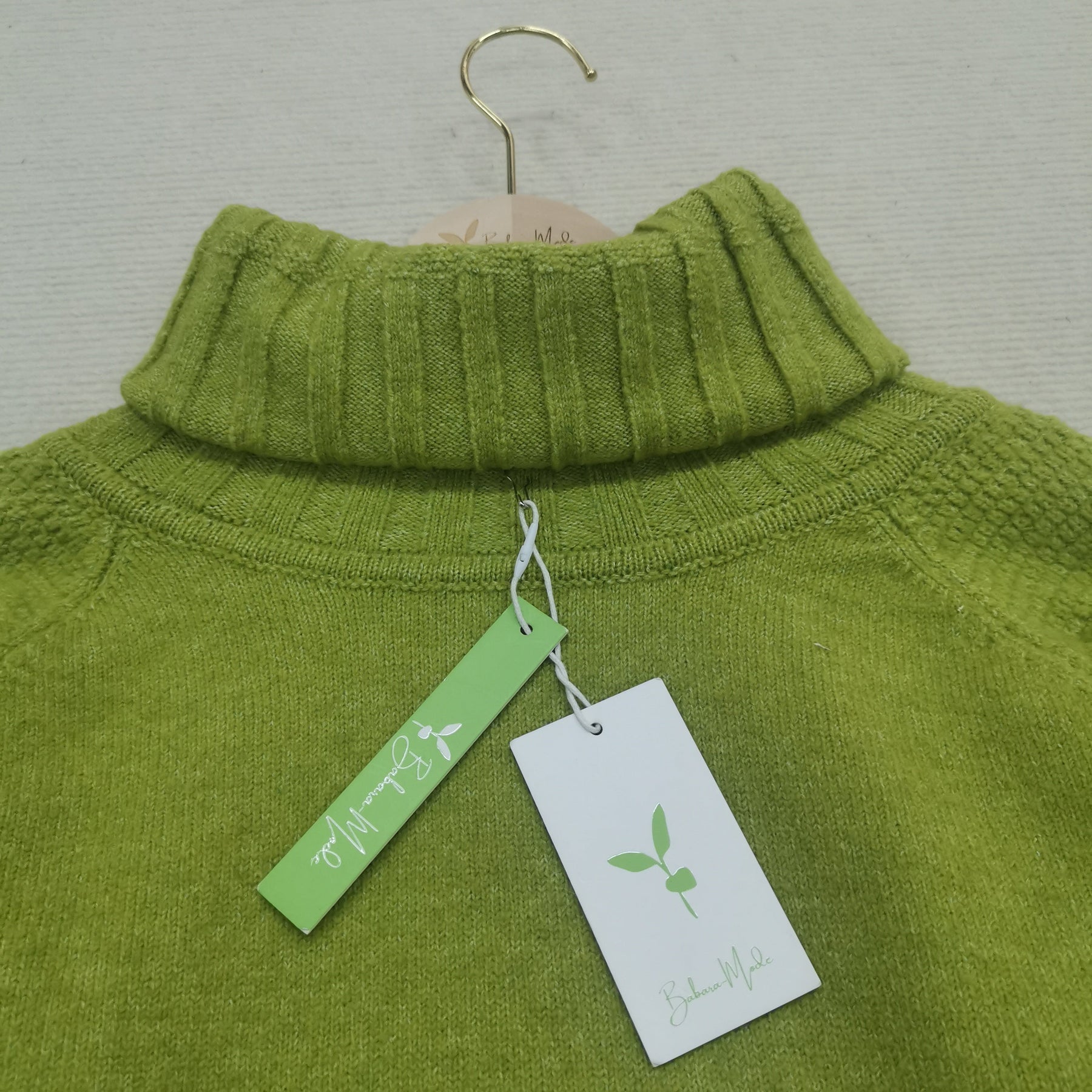 HerbstTrend® - Grasgrüner übergroßer Rollkragenpullover aus Strick