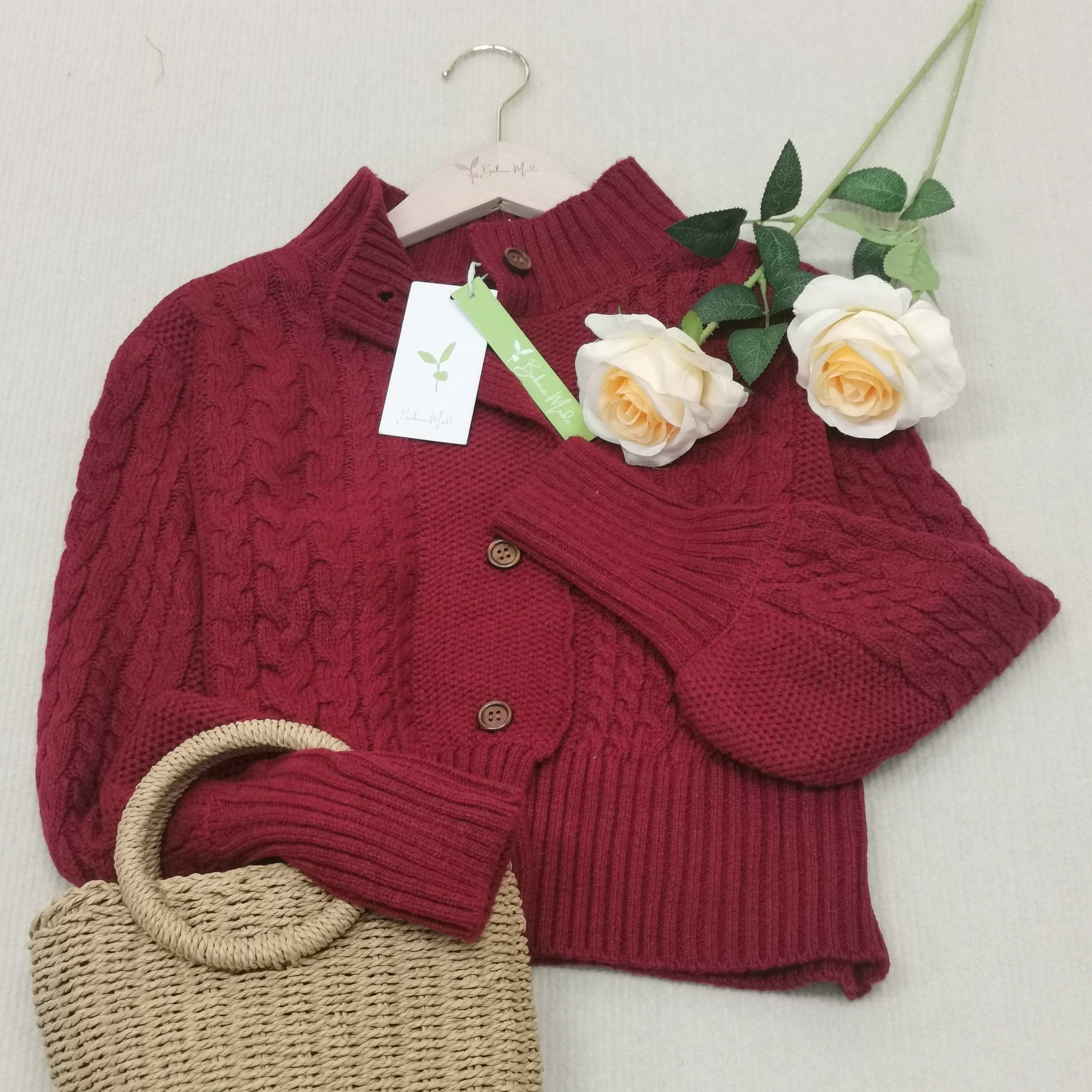 HerbstTrend® - Auffälliger roter einfarbiger Pullover mit langen Ärmeln