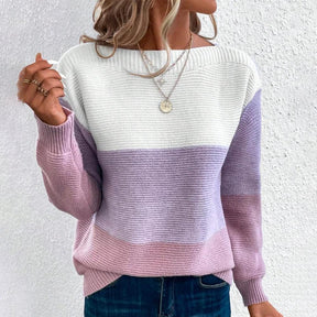 HerbstTrend® - Lila Color Block Langarmpullover