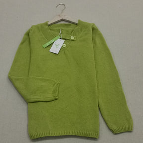 HerbstTrend® - Grüner einfarbiger Pullover mit V-Ausschnitt