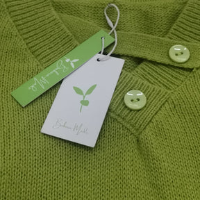 HerbstTrend® - Grüner einfarbiger Pullover mit V-Ausschnitt