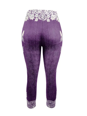 BioBlüte® -  Lila-Schmetterling Spitze Sommer Capri-Jeans