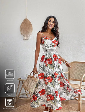 SpringStil® - Romantisches ärmelloses Maxikleid mit Blumendruck