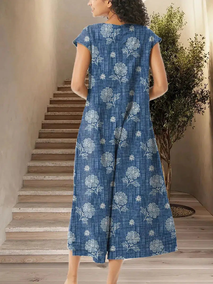 FloralBlau Jumpsuit